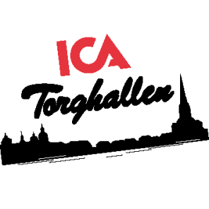 ICA Supermarket Torghallen Mariefreds logotype med stadssiluett