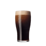 Ett glas med mörk stout eller porter.