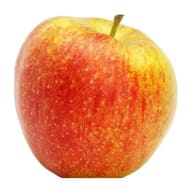 Ett äpple med skaft på vit bakgrund.