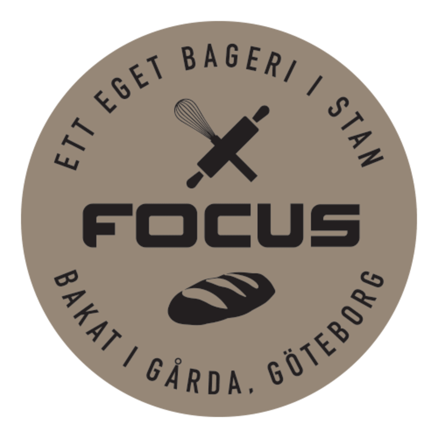 En logotyp för ett bageri visar en kavel, en visp och ett bröd.