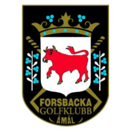 Vapenlik klubbemblem med ett nötkreatur i skölden och texten "Forsbacka Golfklubb Åmål".
