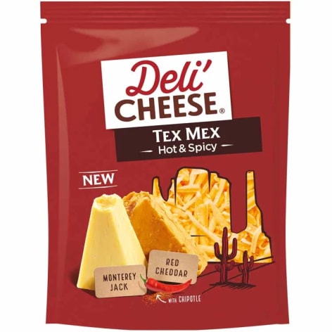 En påse Deli' cheese Tex Mex hot and spicy.