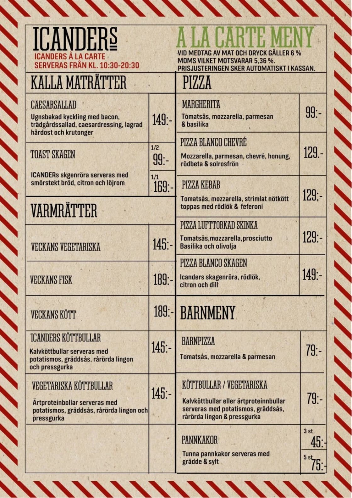 A la carte meny