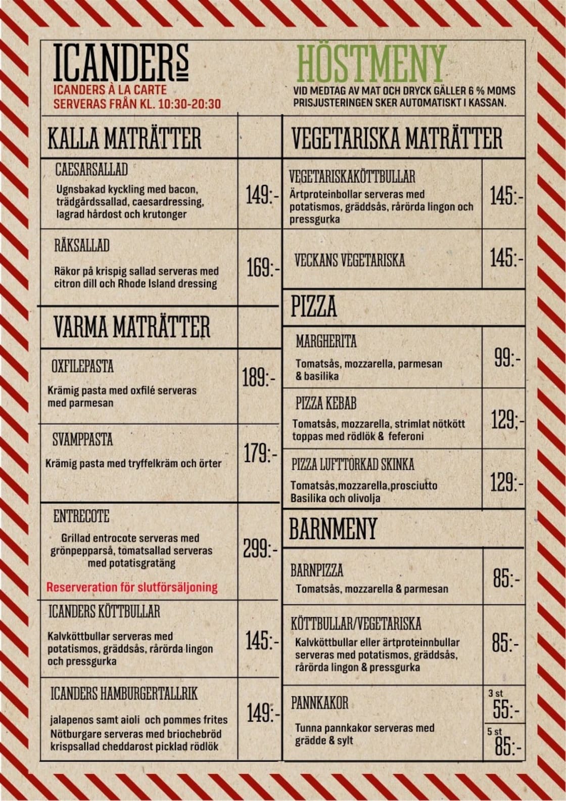 Höstmeny a la carte