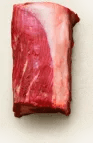 Ett stycke kött med synlig fettrand.