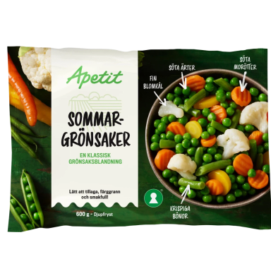 Påse med Apetit frysta sommargrönsaker.