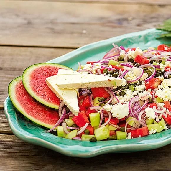 sallad med vattenmelon och fetaost sallad med vattenmelon och fetaost