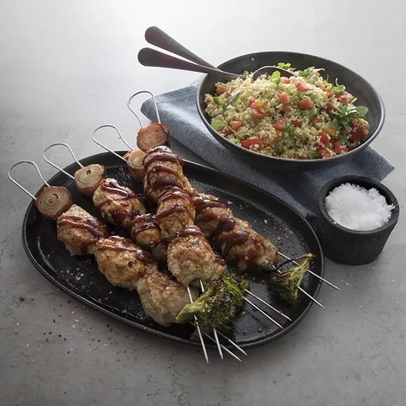 Recept på grillspett | ICA Buffé Grillade grönsaksspett med sting | Recept ICA.se