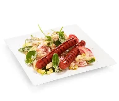 Grillad korv med krämig tacopastasallad Grillad korv med krämig tacopastasallad