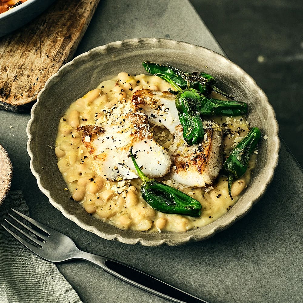 Bönotto med torsk och pimiento de padron