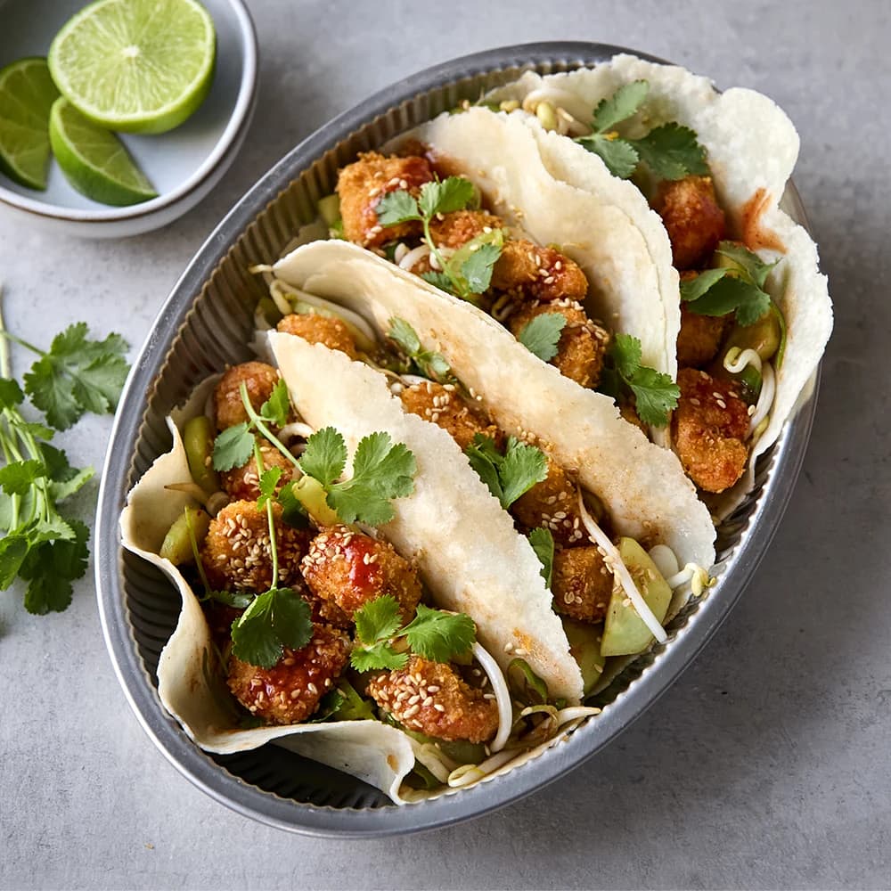 Asiatiska tacos med krispig kyckling