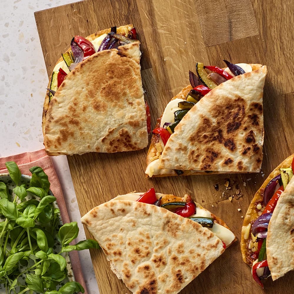 Piadina med rostade grönsaker och Västerbottensost