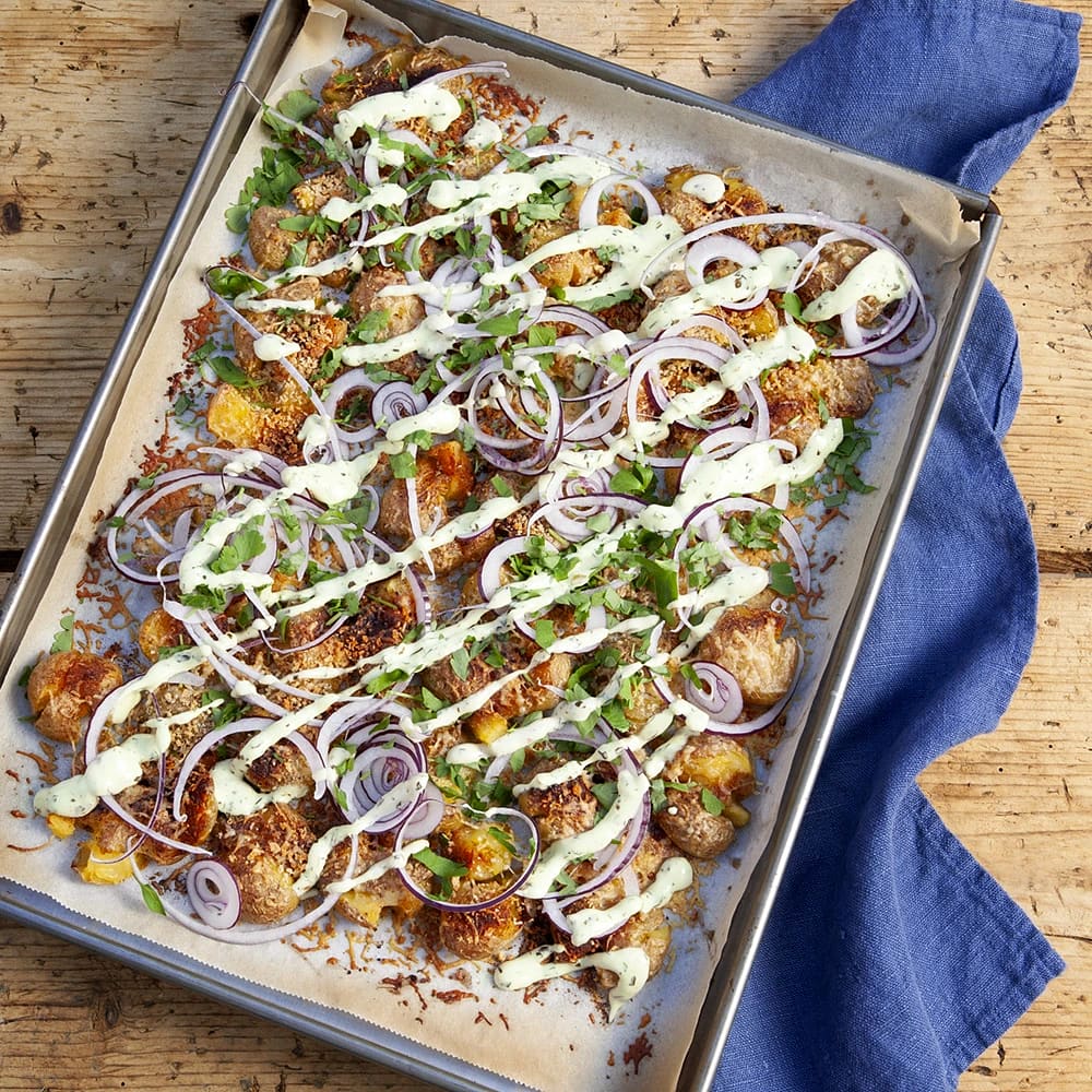 Potatis med panko, parmesan och chimichurrisås