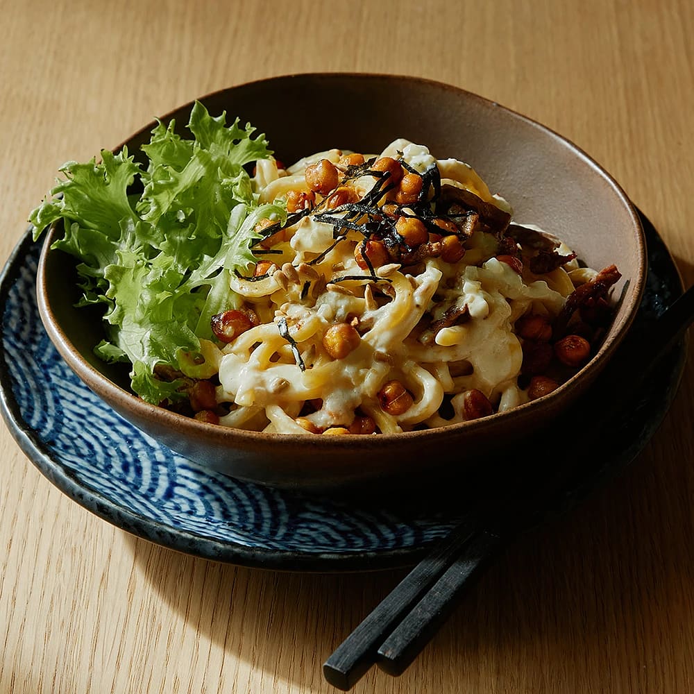 Krämiga udonnudlar med biff