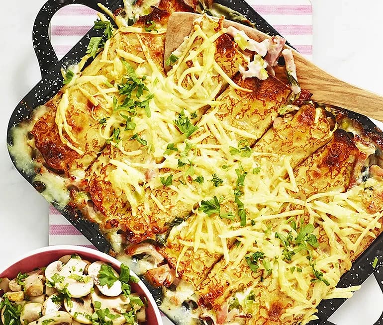 Crêpes med skinkfyllning