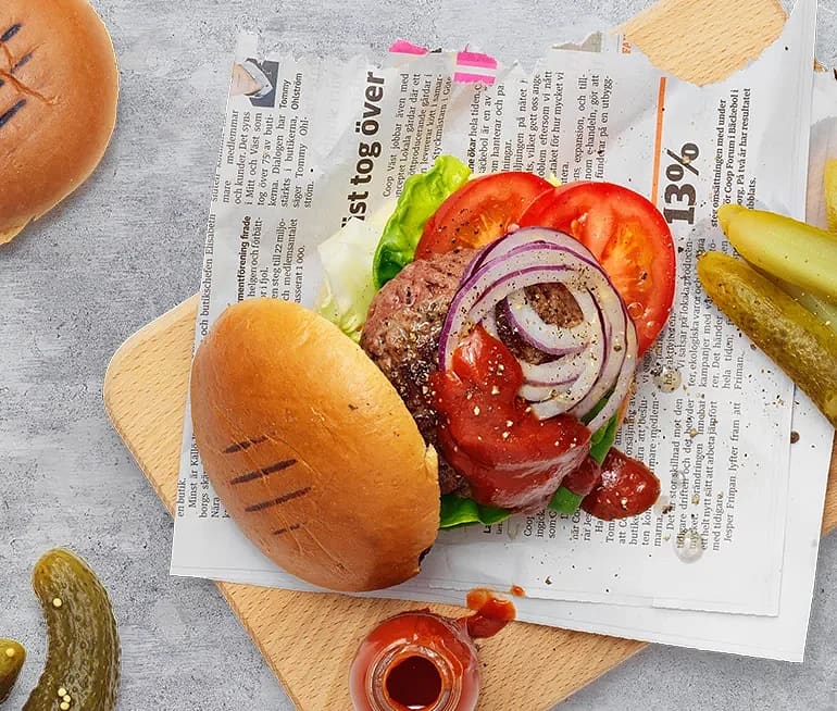 Hamburgare med BBQ Sås-Hickory-apple