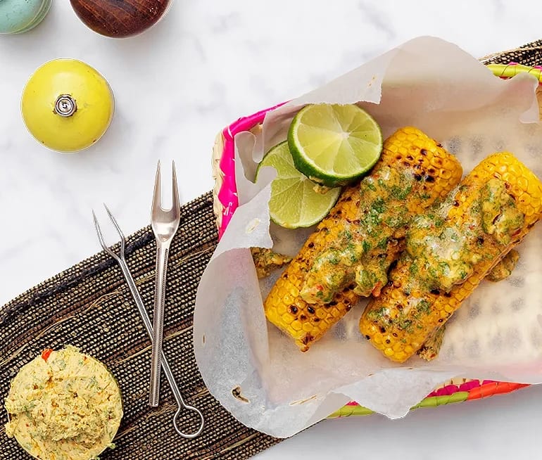 Grillmajs med sweetchili- och limesmör