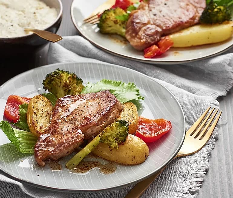 Kotlett med rostad paprika och ostkräm