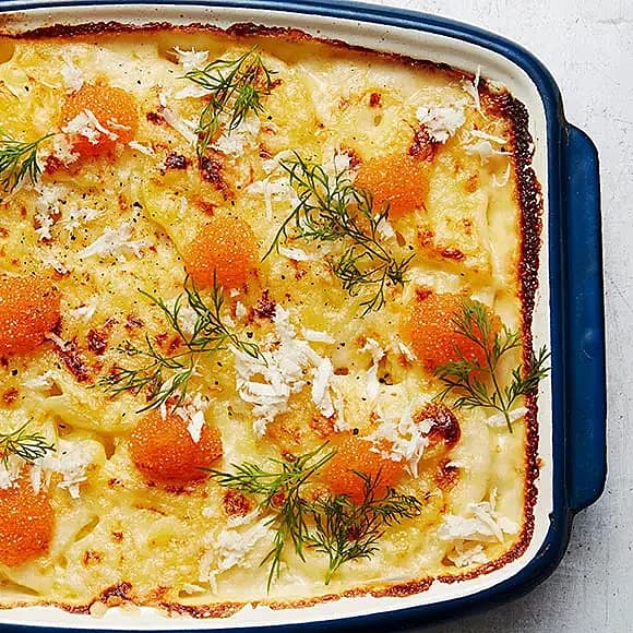 Potatisgratäng med löjrom och pepparrot