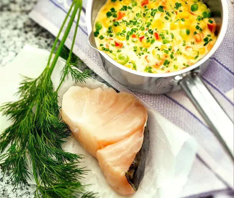 Hollandaisestuvade grönsaker till kokt fisk