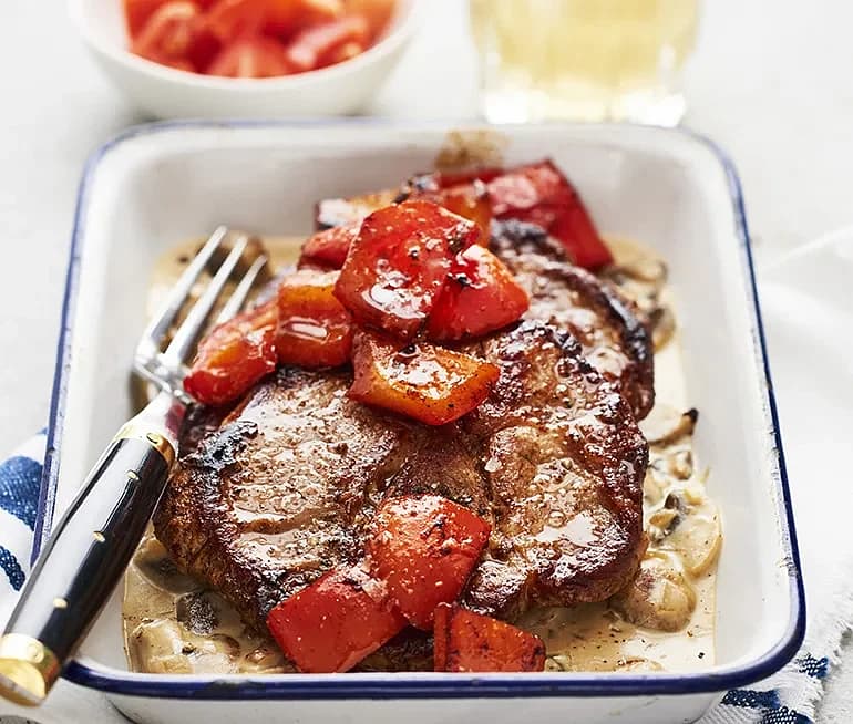 Fläskkarré med champinjonsås