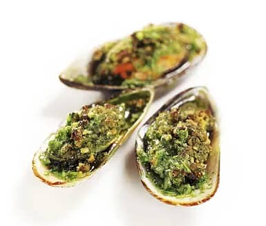 Ostgratinerad greenshellmussla
