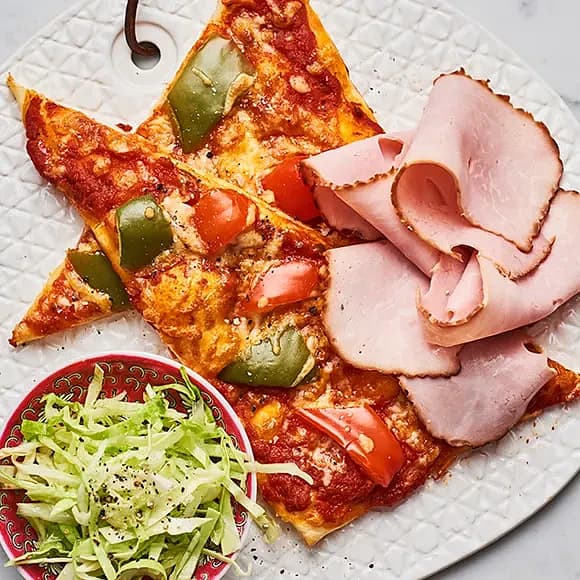 Paprikapizza med skinka