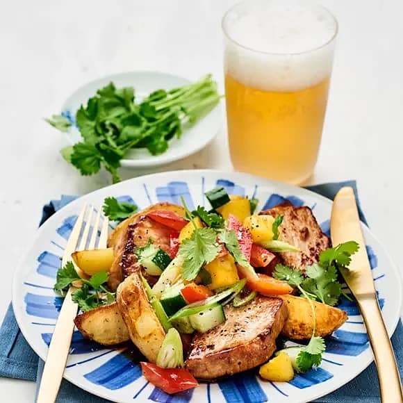 Sojastekt fläskytterfilé med mangosallad