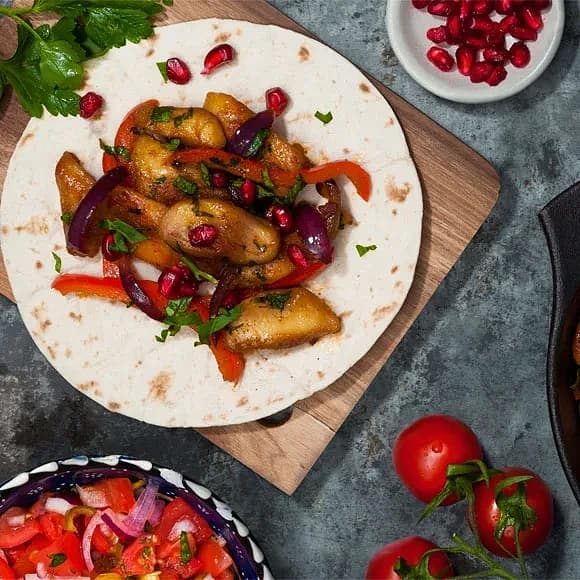 Fajitas med paprika och granatäpple
