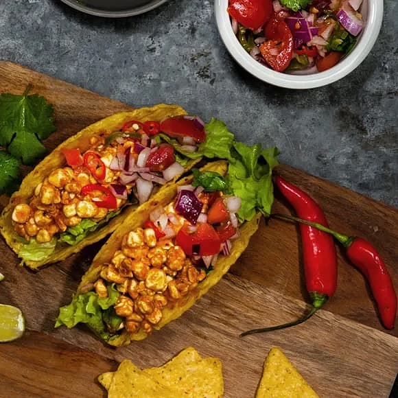 Snabba tacos med mjölkproteinstrimlor