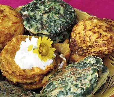 Spenat- och morotsplättar med äppelraita