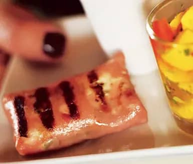 Grillad mortadella med pistagecrème