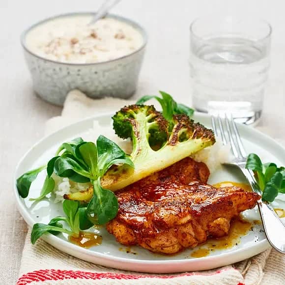 Kryddstekt kycklingsteak med vit bönröra