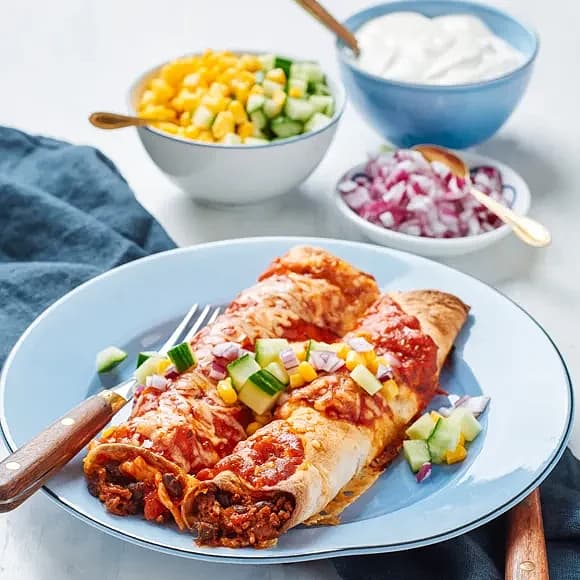 Enchiladas med majs och gräddfil