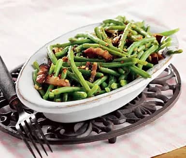 Haricots verts med rökt sidfläsk