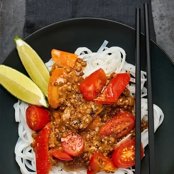 Linscurry med risnudlar