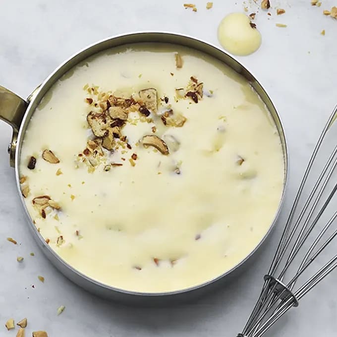 Hollandaise med olivolja och rostad mandel