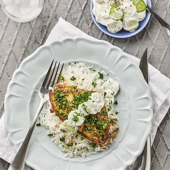 Persiljestekt kyckling med tzatziki