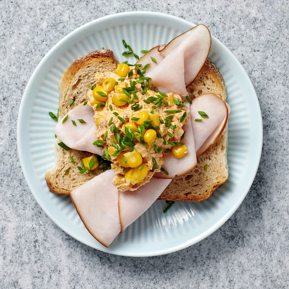 Grötbröd med majsröra och kalkon