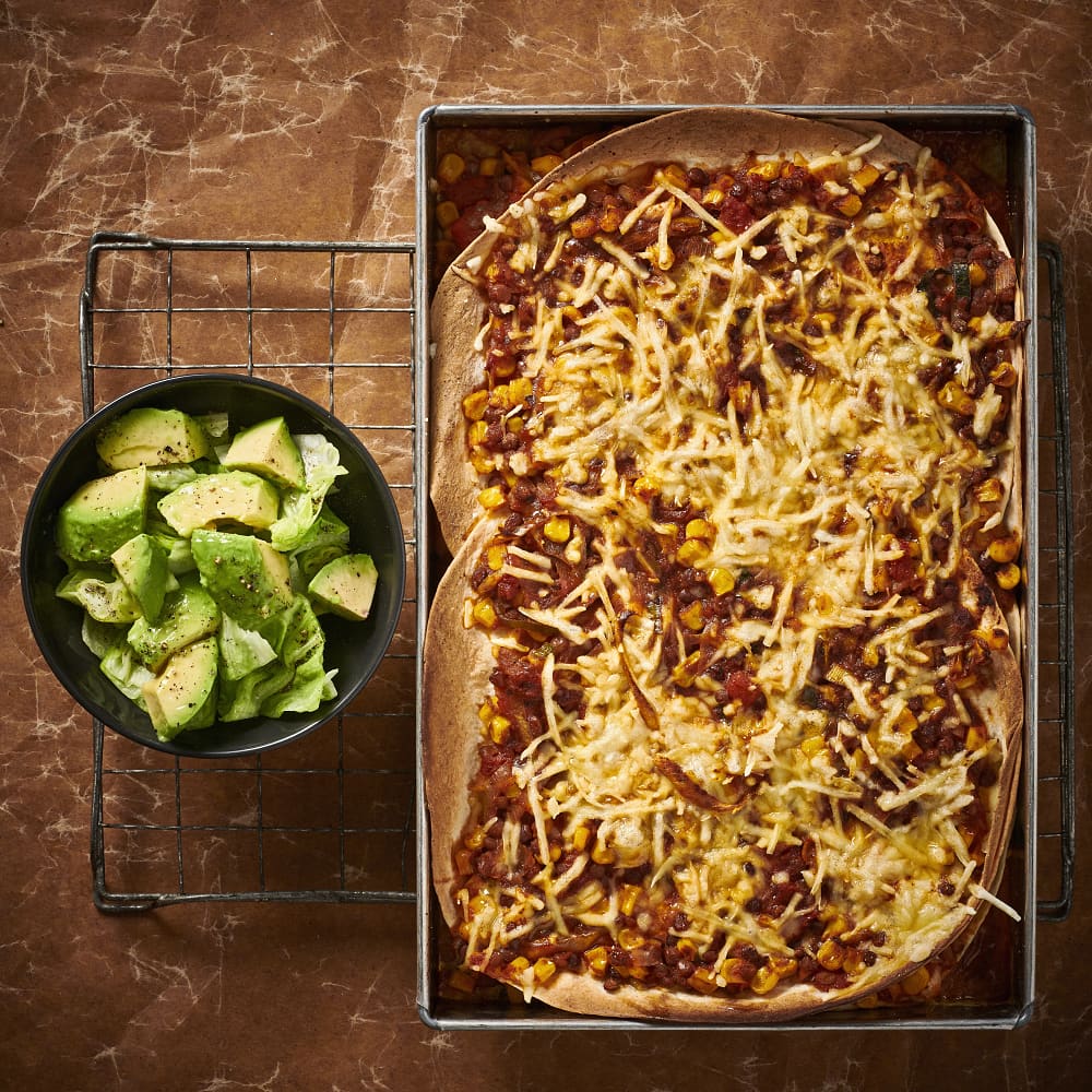 Tortillagratäng med majs och linser