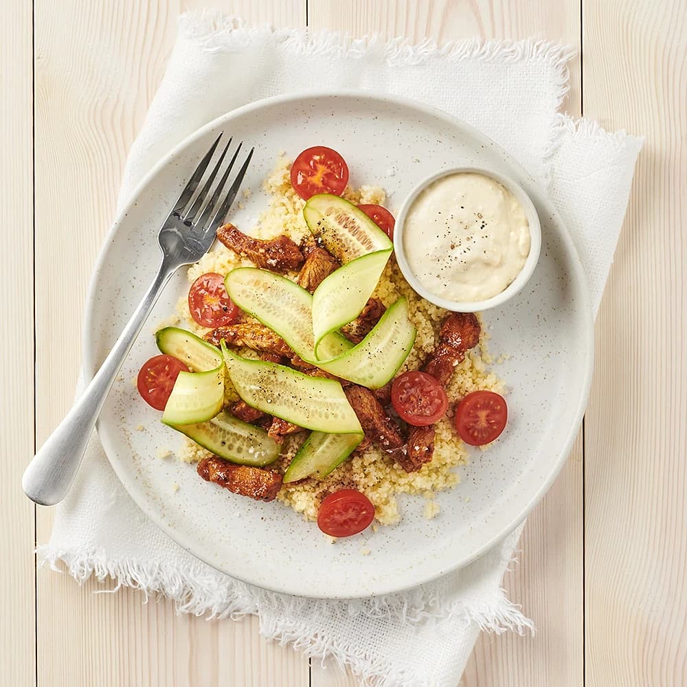 Kebab med krämig hummus