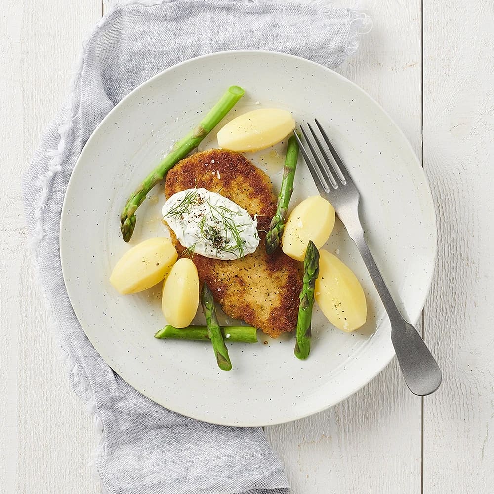 Fisk-ish filé med sparris och dillsås