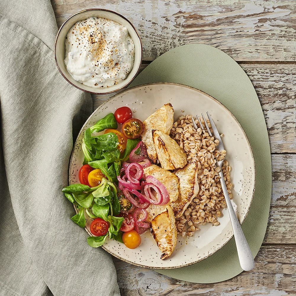 Rostad rotselleri med fetaostyoghurt