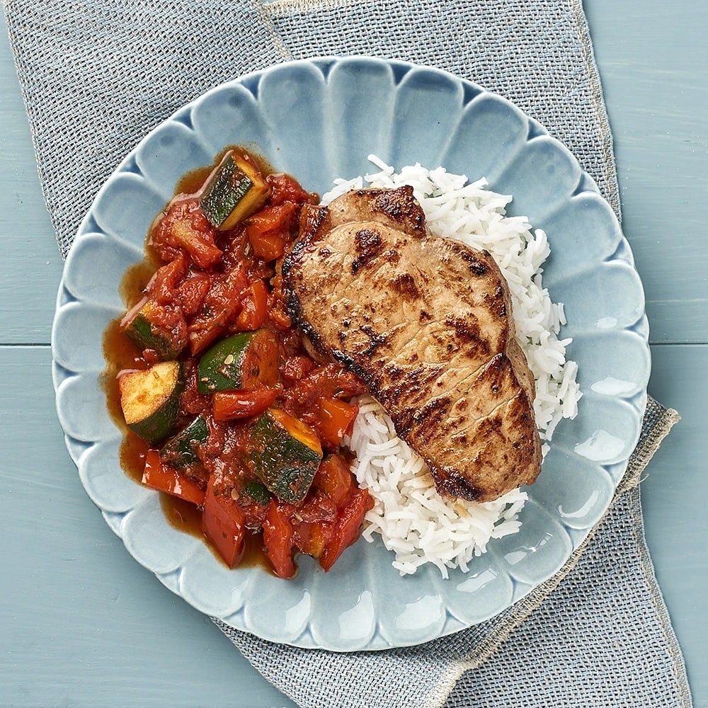 Kotlett med snabb ratatouille