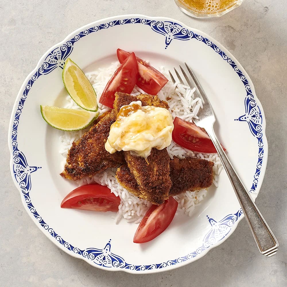 Tikka masalanuggets med mango chutneydipp