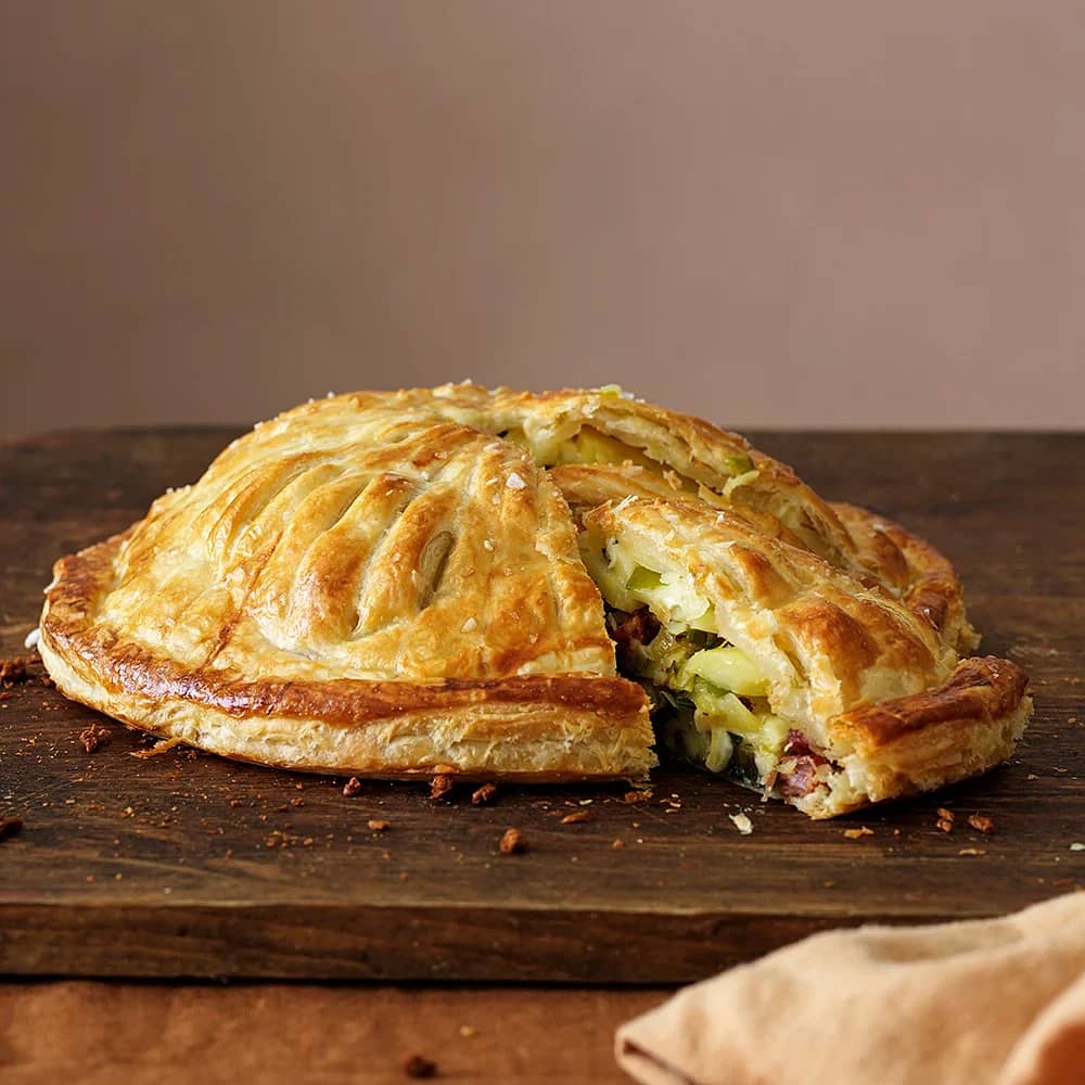 Pithivier – Smördegspaj med bacon och purjolök