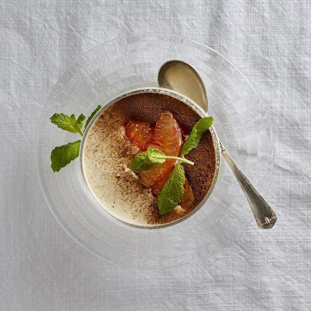 Tiramisu med blodapelsin och mynta