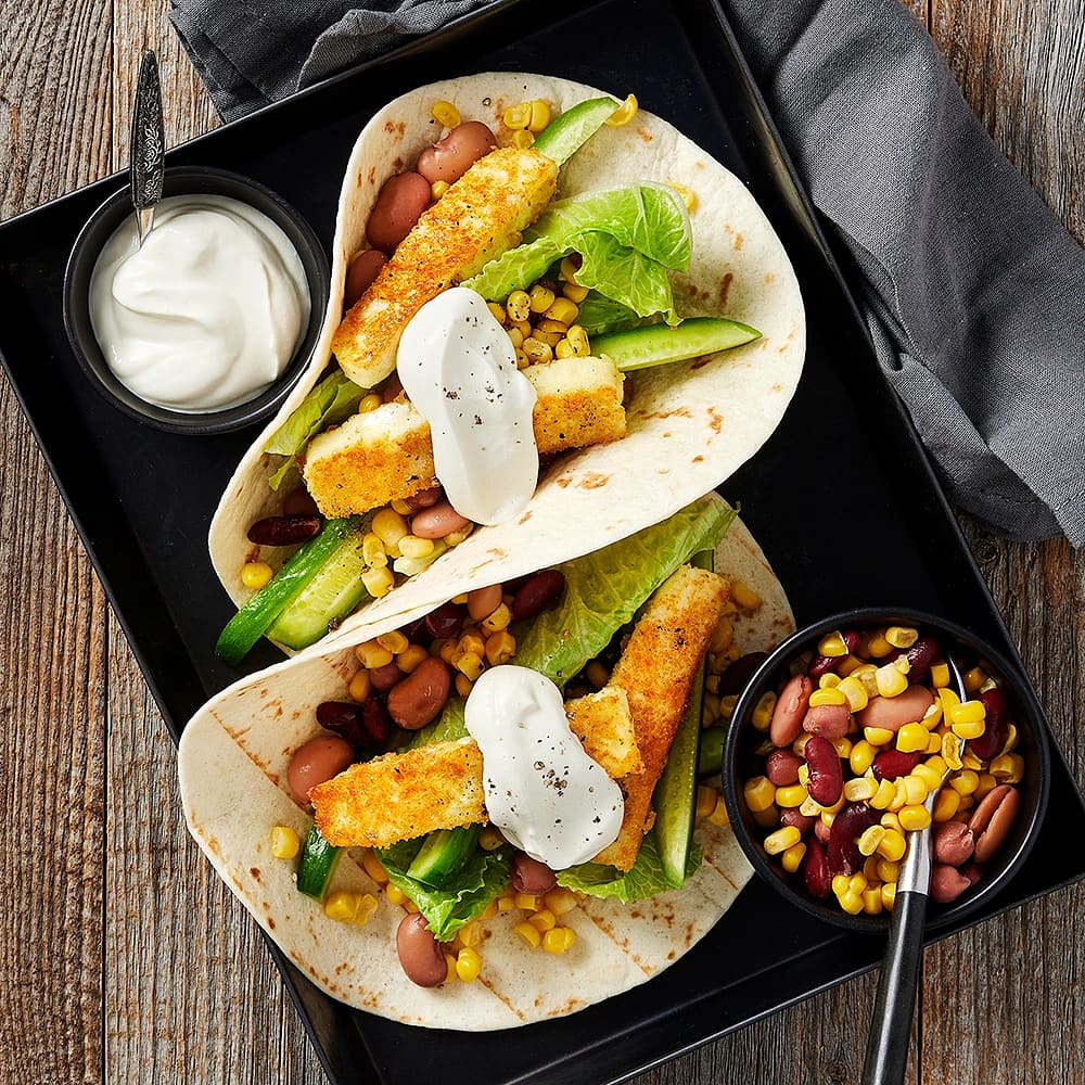 Tacos med bönor och krispig grillost