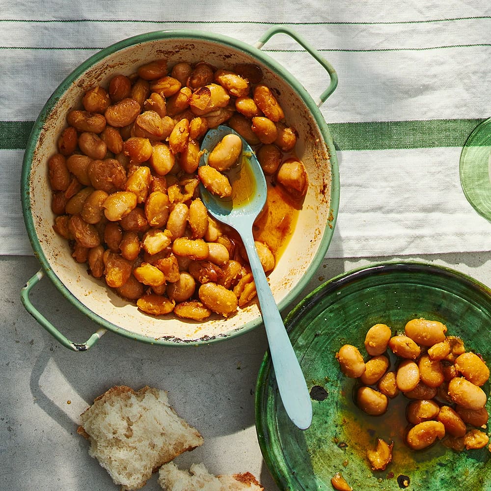 Bönor med vitlök och paprika
