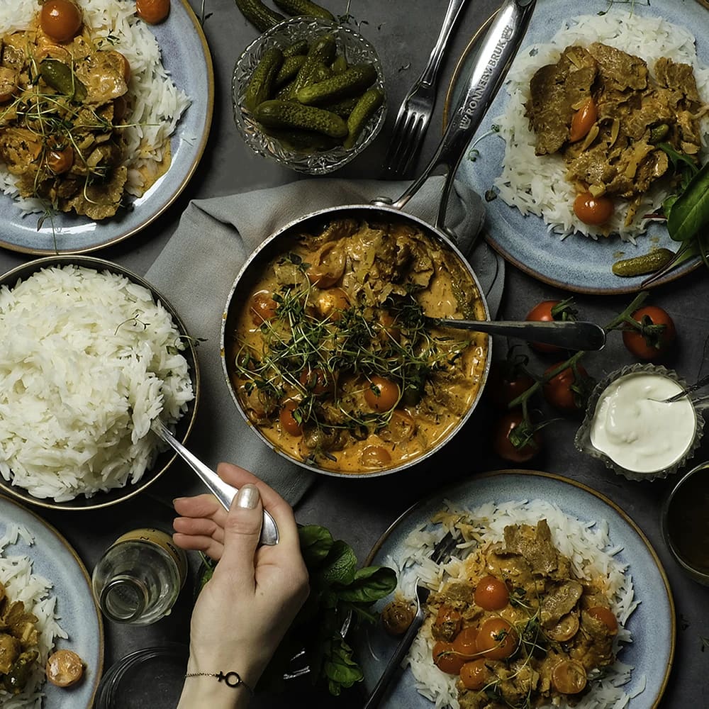 Gryta med kebab och dijonsenap